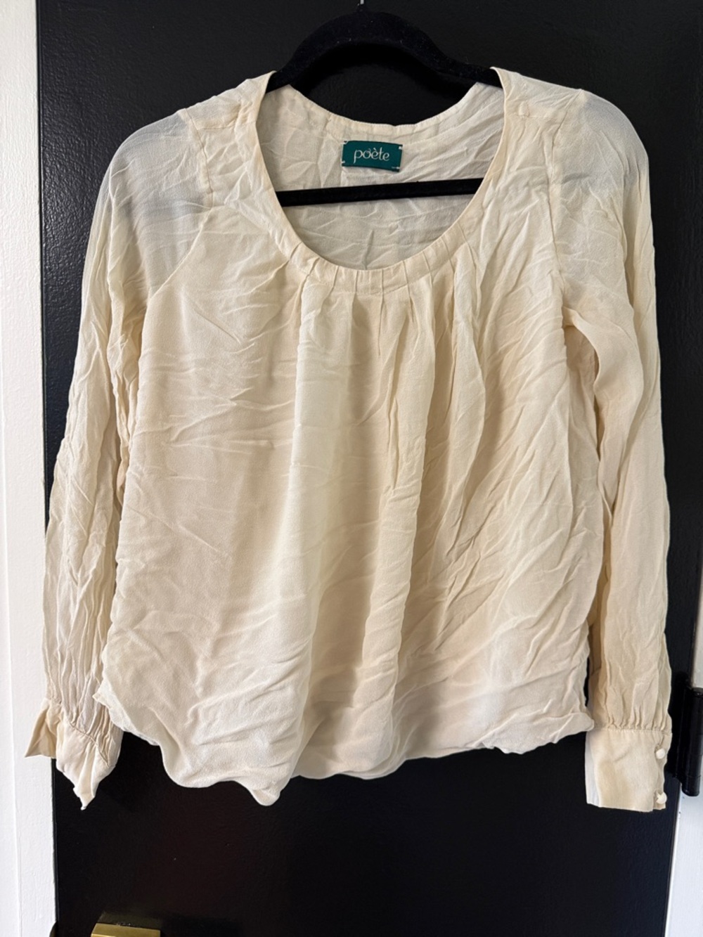 POETE bubble hem silk cropped blouse